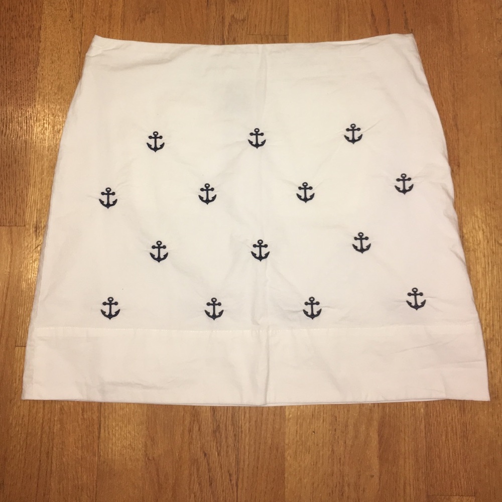 Castaway White and Navy Anchor Pencil Skirt