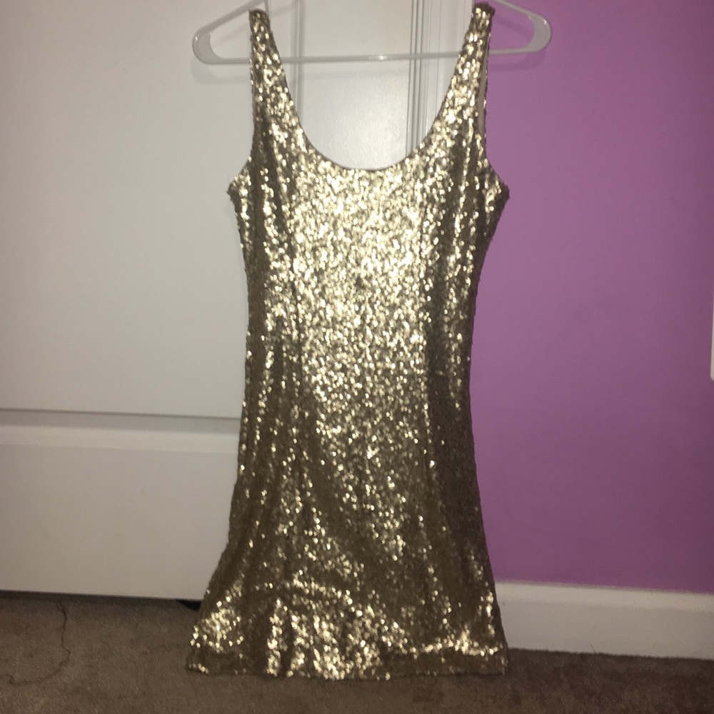 PRICE UPDATED. TOBI gold sequin dress