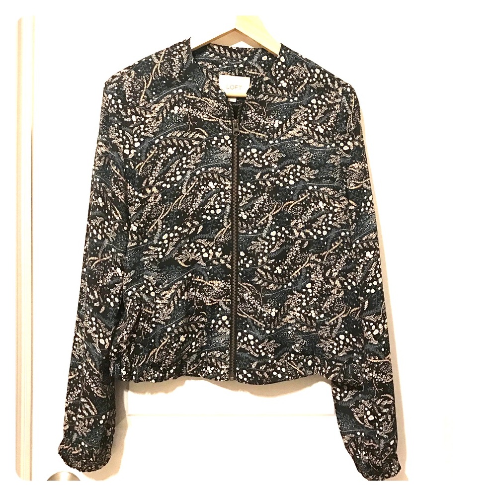 Ann Taylor loft floral retro bomber jacket