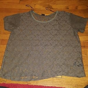 Green floral crop top