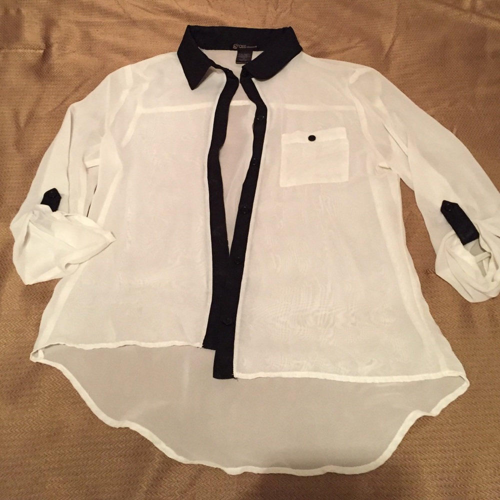 Sheer black and white blouse