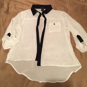 Sheer black and white blouse