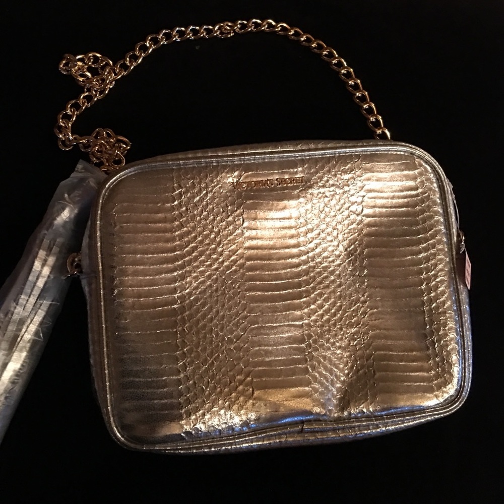 Victoria's Secret silver metallic purse.