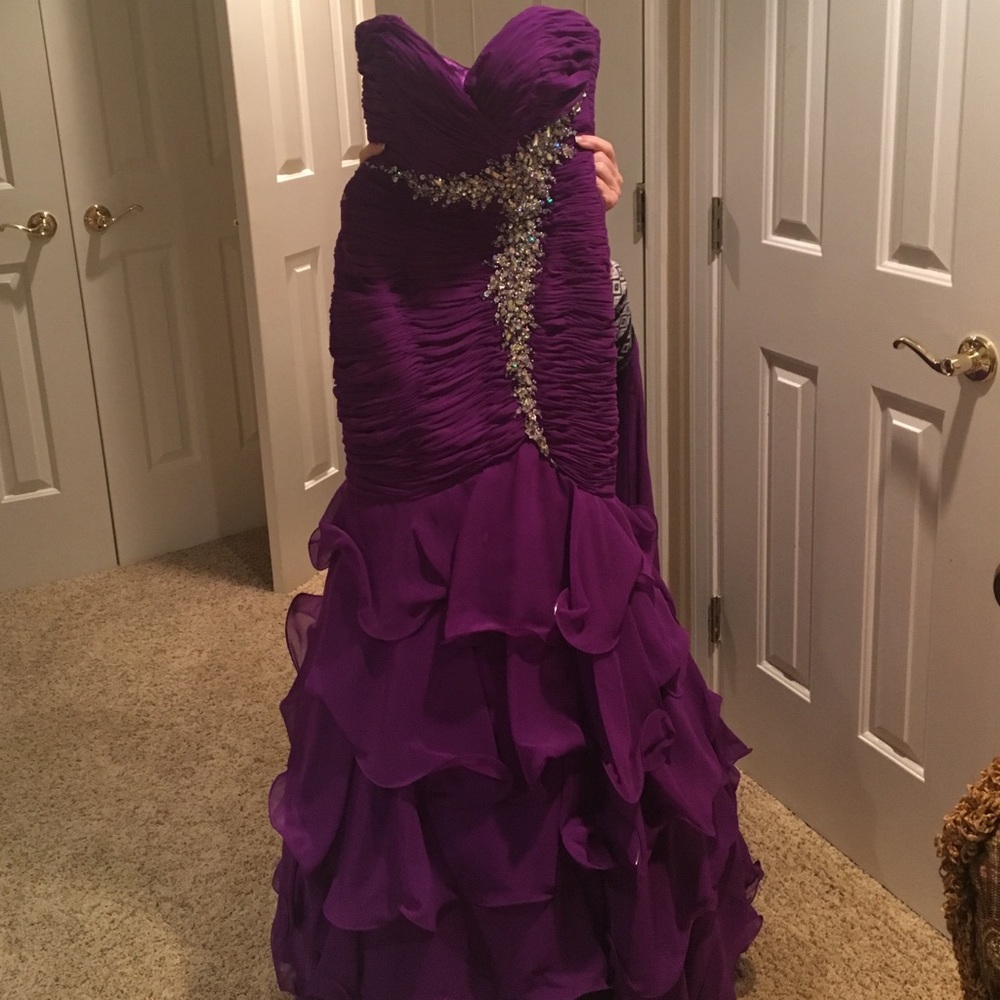 Tony Bowls Purple Mermaid Prom Dress