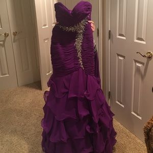 Tony Bowls Purple Mermaid Prom Dress