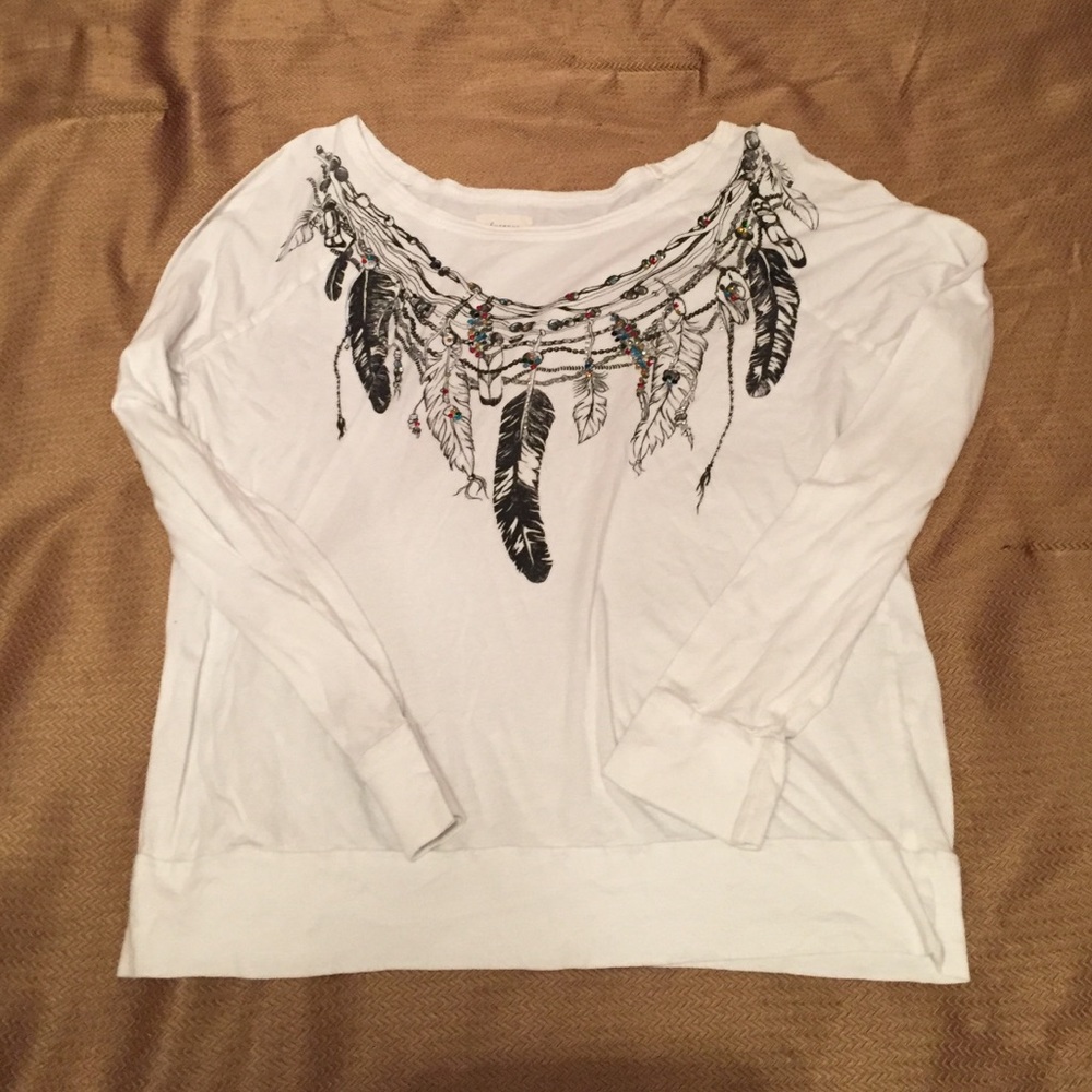 Printed long sleeve with colorful rhinestones