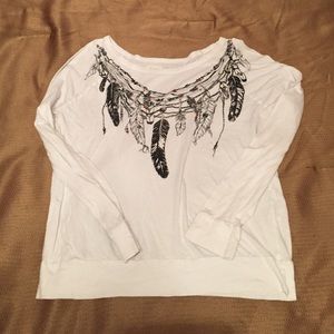 Printed long sleeve with colorful rhinestones