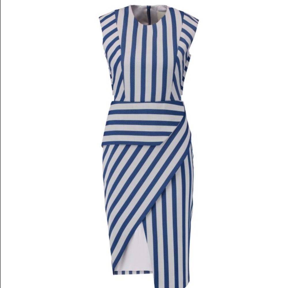 Michelle Mason asymmetric striped twill dress