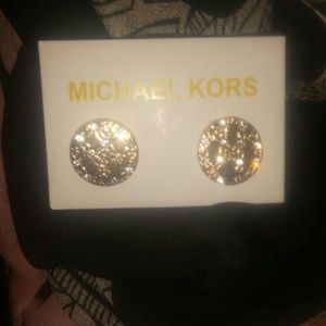 Gold Michael Kors disc earrings