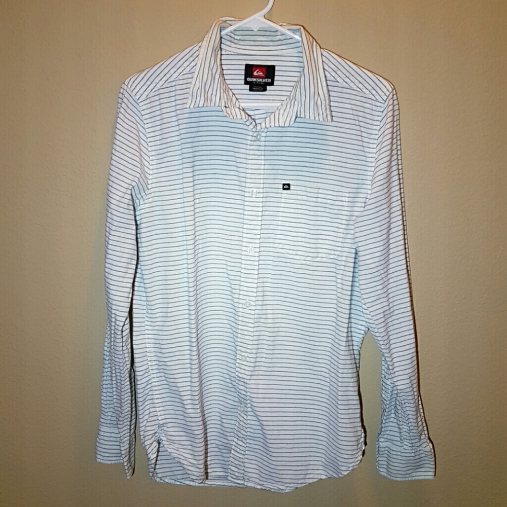 Quicksilver Striped Button Down Shirt - S
