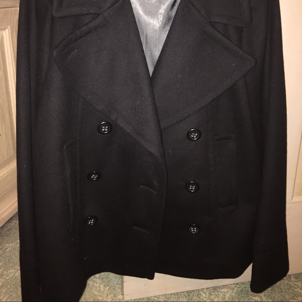 J. Crew 100% Wool Black Pea Coat; Women's Size 8 - Picture 2 of 4