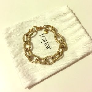 J Crew Gold & Crystal Link Bracelet