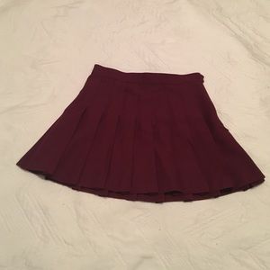 Burgundy Pleated Skirt