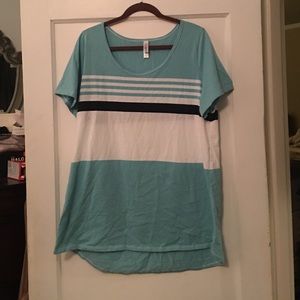 Lularoe blue striped shirt