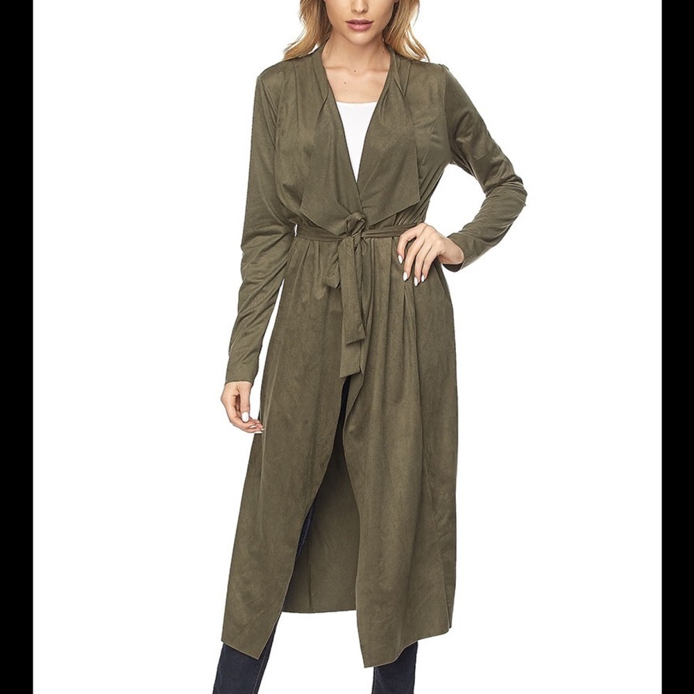 Last one Olive Faux suede trench NWT var sz S - Picture 1 of 5