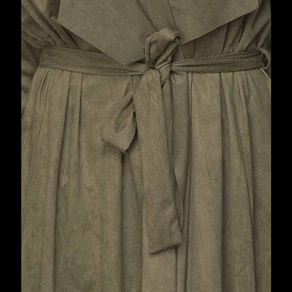 Last one Olive Faux suede trench NWT var sz S - Picture 5 of 5