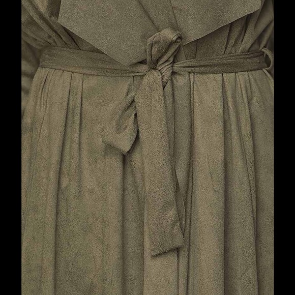 Last one Olive Faux suede trench NWT var sz S - Picture 5 of 5