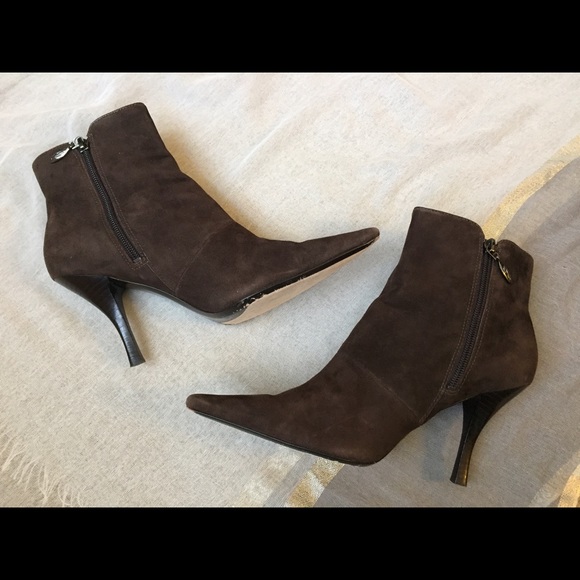 Gorgeous Garolini Brown Suede Booties w/Real Fur - Picture 3 of 4