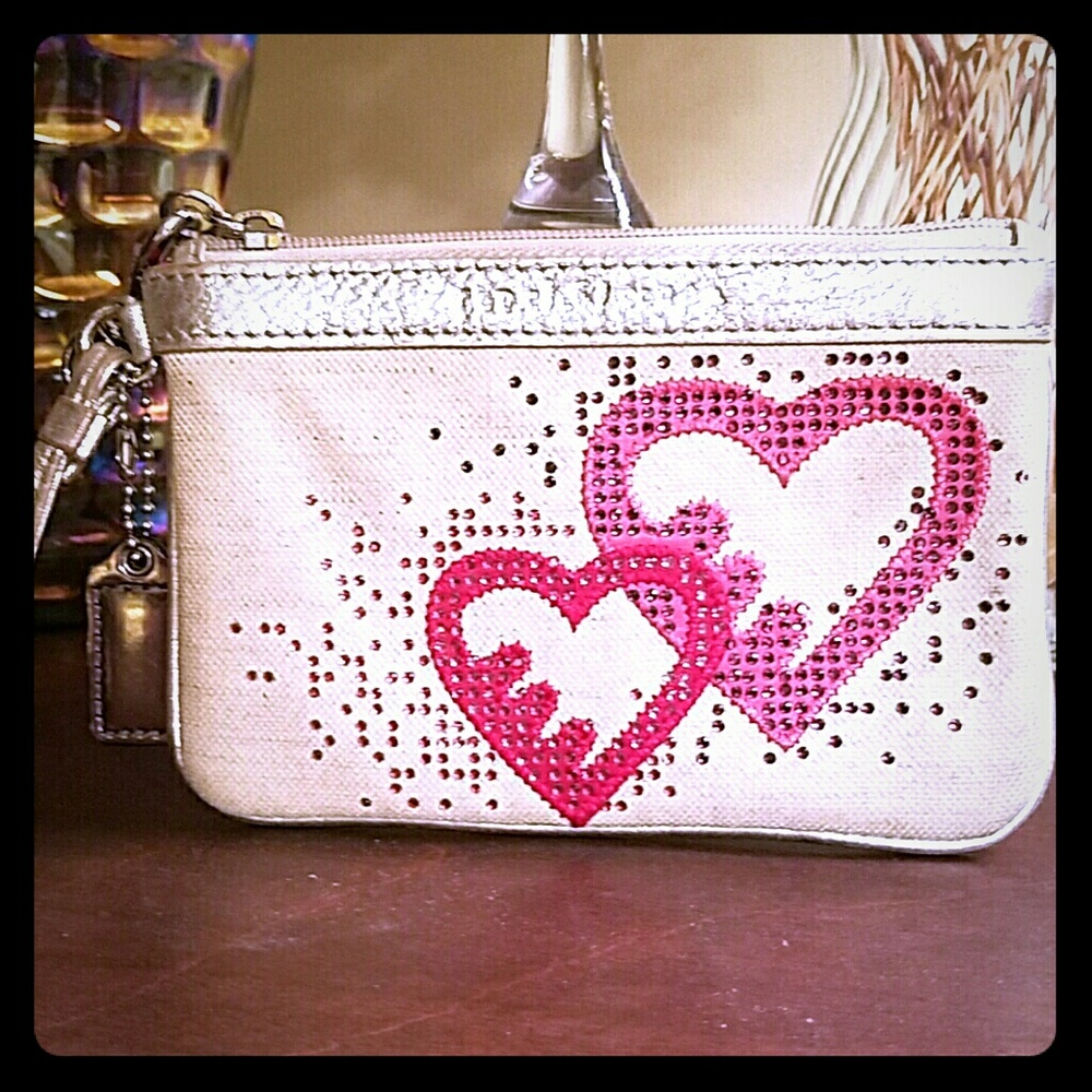 Authentic Coach Poppy Canvas Wristlet