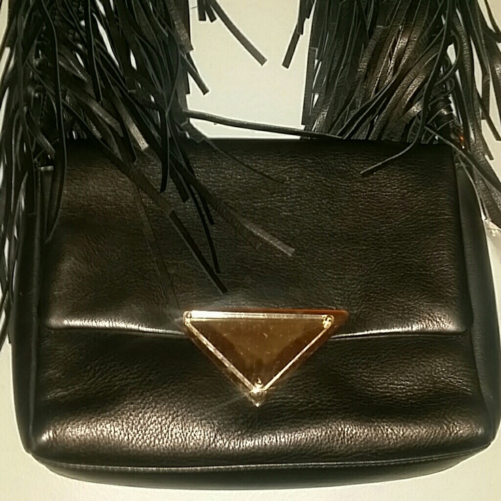 Sara Battaglia Theresa Fringe Black Shoulder Bag - Picture 2 of 4
