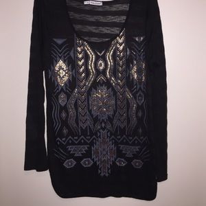 Black Aztec print top