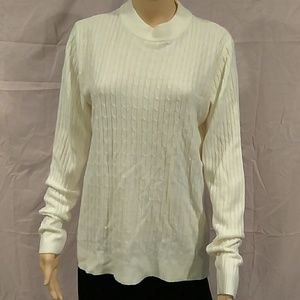 Karen Scott Cable Knit Long Sleeve Mock Turtleneck
