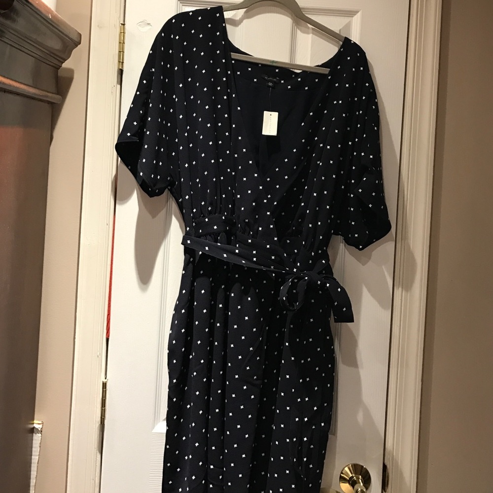 Ann Taylor Navy Polkadot wrap dress size XXL