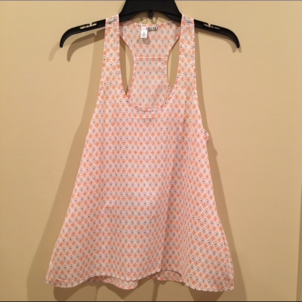 NEW, orange grey sleeveless blouse.