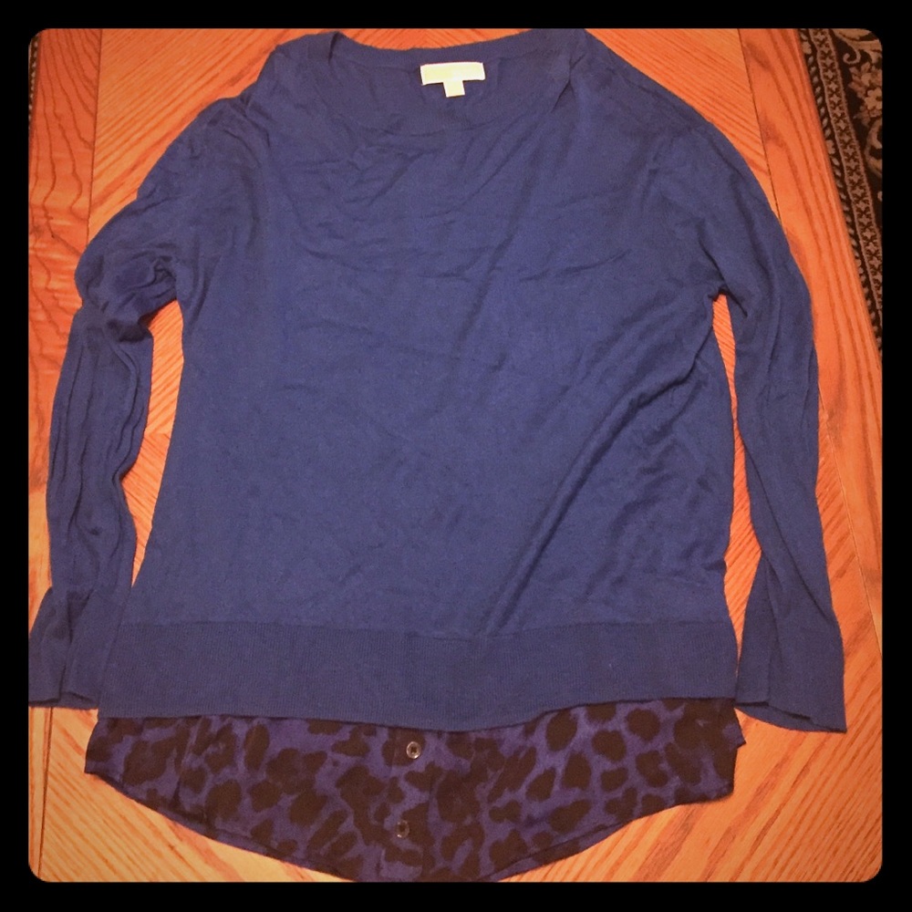 MK Knit Sweater with Silky Cheetah Print