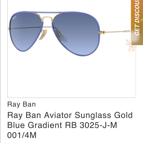 AUTHENTIC RAY BAN BLUE AND GOLD GRADIENT AVIATORS. - Picture 2 of 4