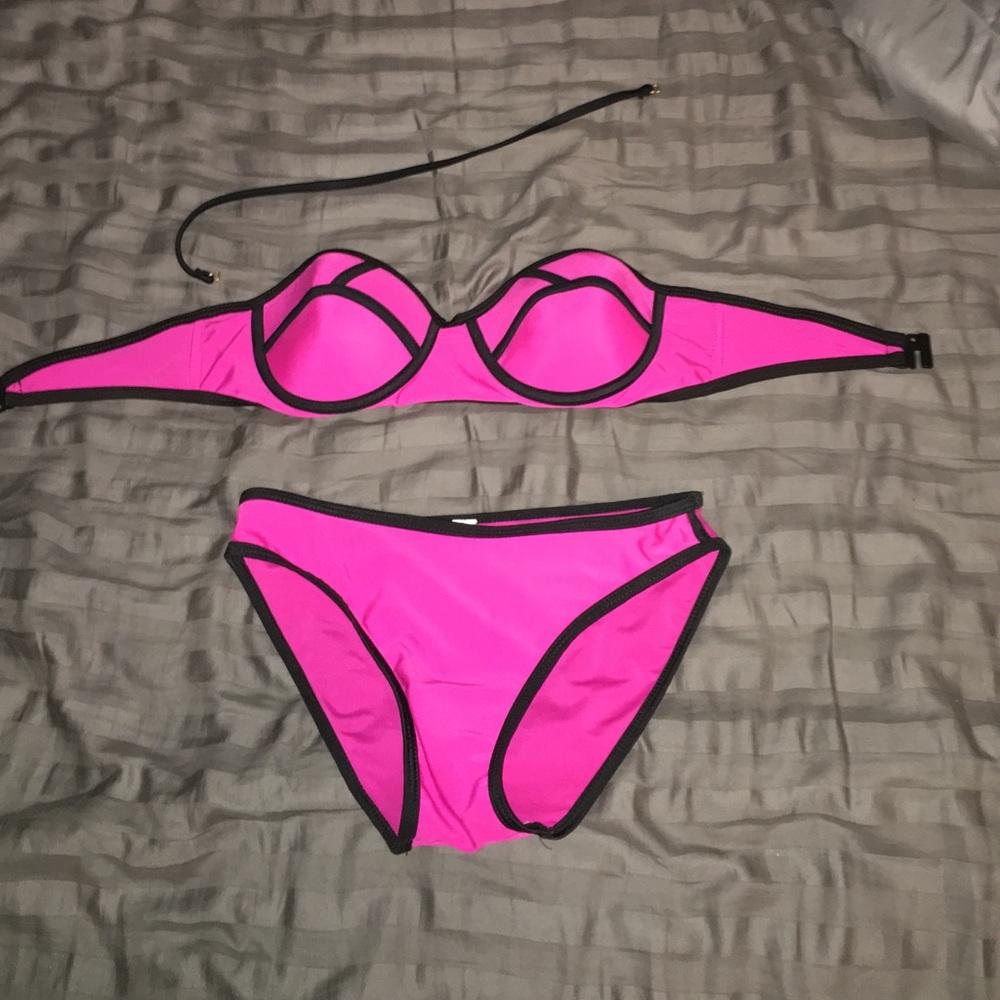 pink knock off "triangl swimwear" swimsuit