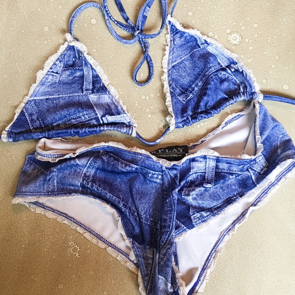 Forplay Catalog 2pc Denim Bikini top and Bottom