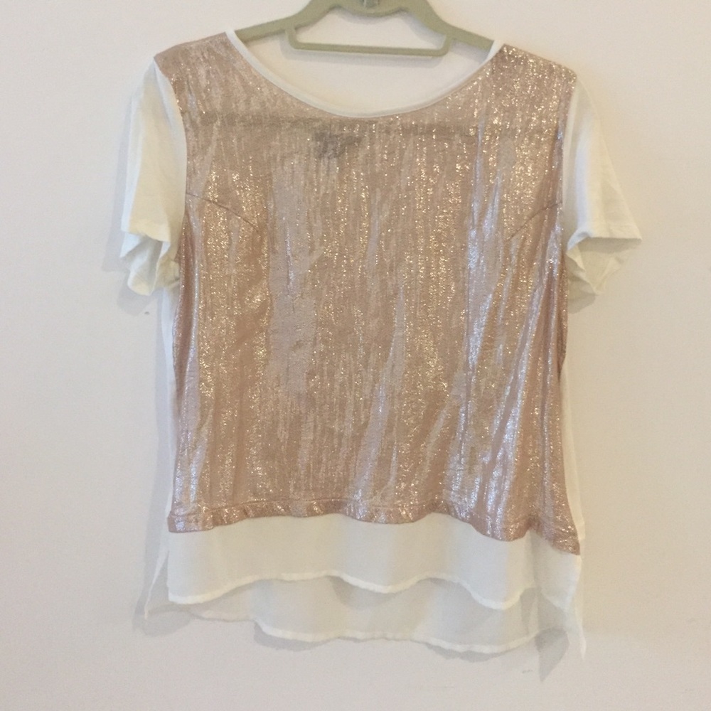 Metallic overlay t-shirt