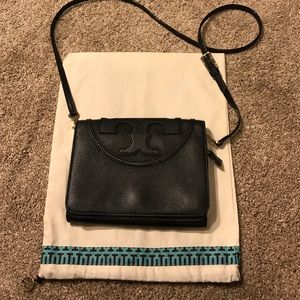 Tory Burch All T Black Leather Crossbody