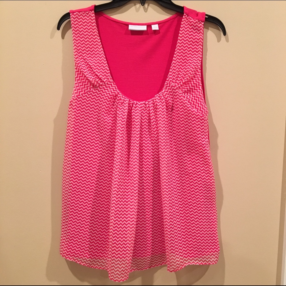 Used, New York & Company, pink chevron blouse