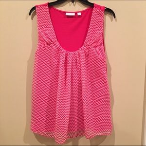 Used, New York & Company, pink chevron blouse