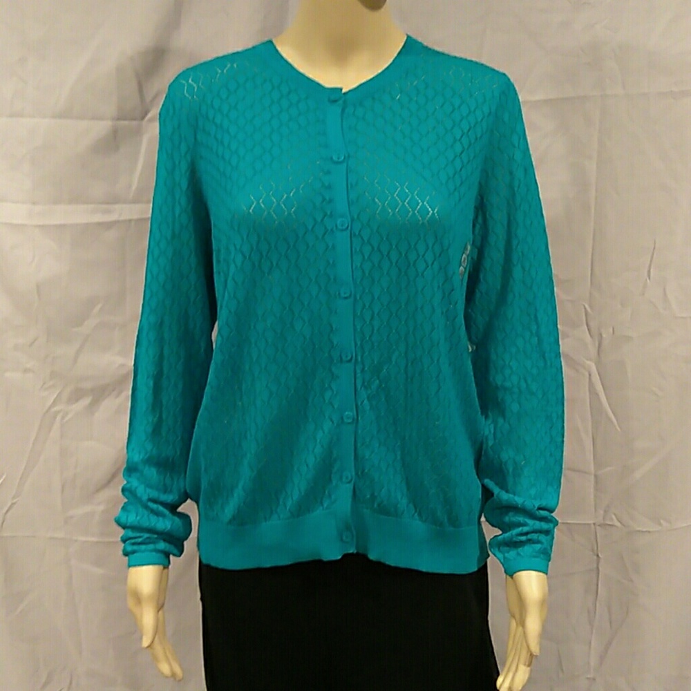 August Silk Sheer Diamond Knit Cardigan