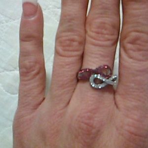 Sterling silver ruby and white topaz ring