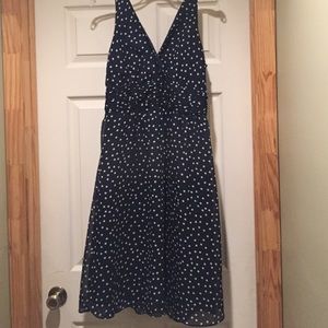 Nice V-neck blue with white dots dress.