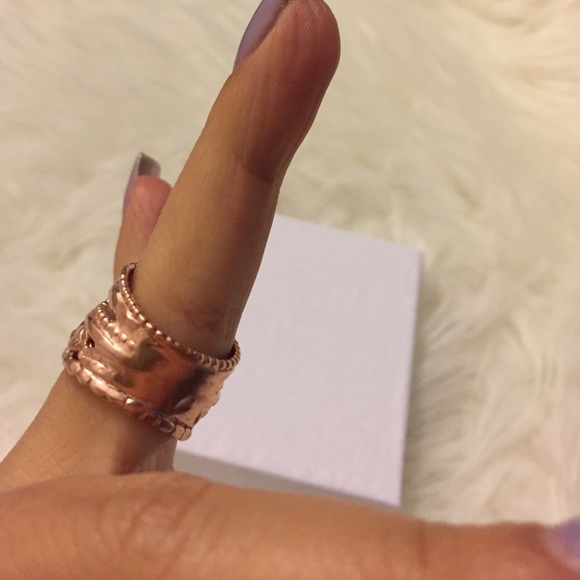 Yam SS/ Gold Plated Opal Stackable Ring - Picture 4 of 4