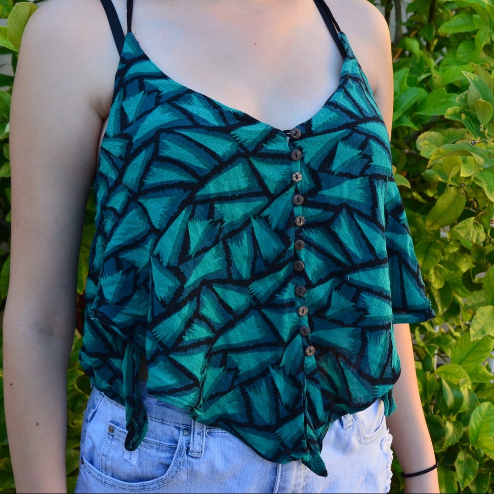 •SOLD• Green Handkerchief Summer Top