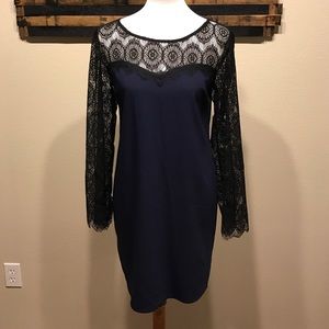 blue and black dress.