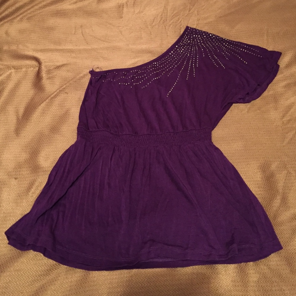 Purple one shoulder with embellishments