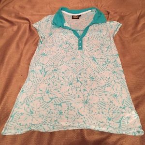 Sheer turquoise and white top