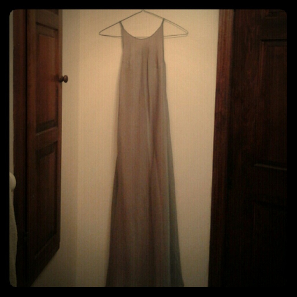 Vintage 1990s Formal dress, grey-green chiffon