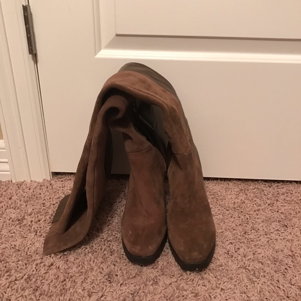 Faux suede/leather boots