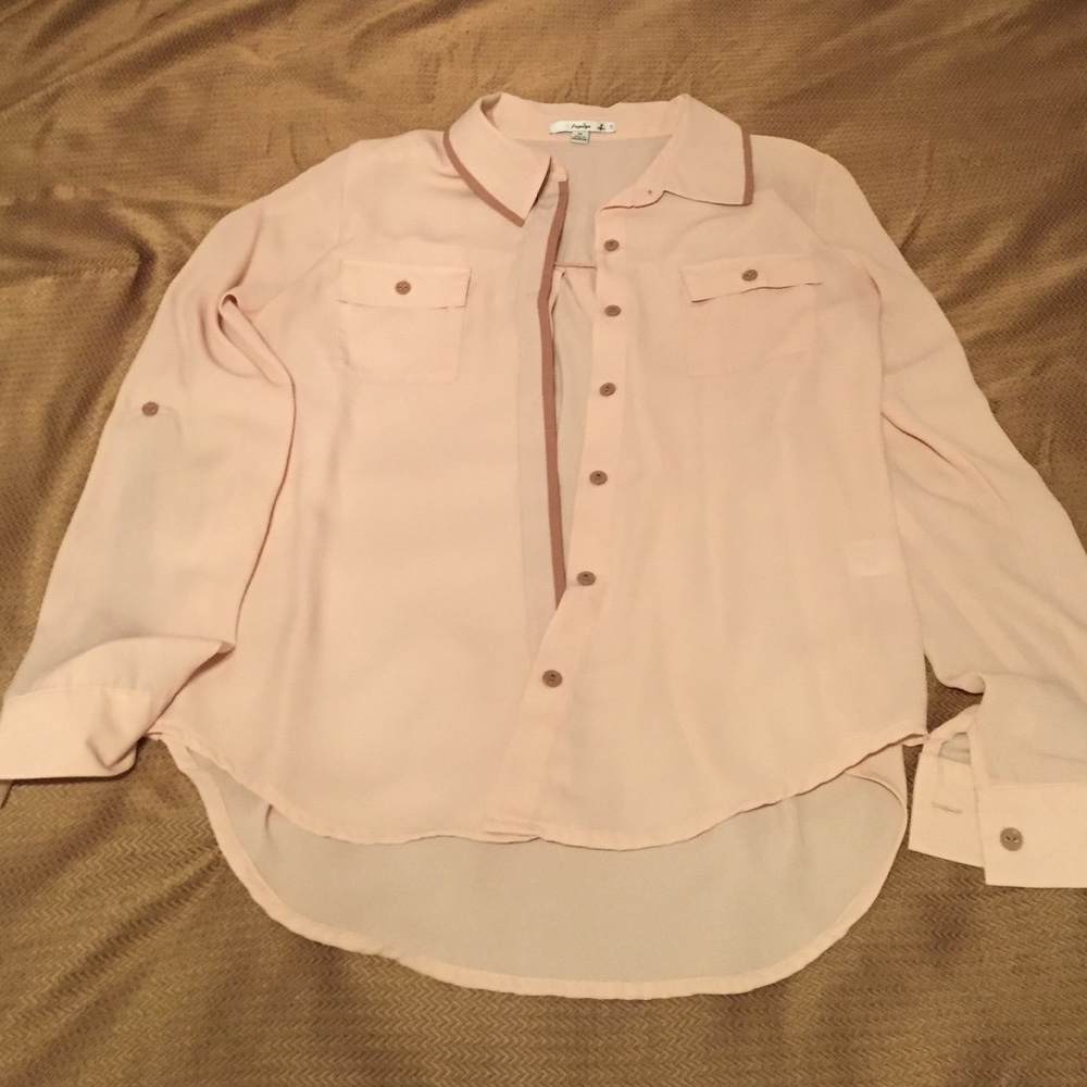Blush and brown button down