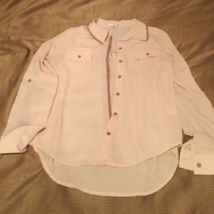 Blush and brown button down