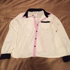 NWT Black, white and lavender button up