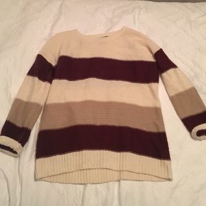 Burgundy & Beige Striped Sweater